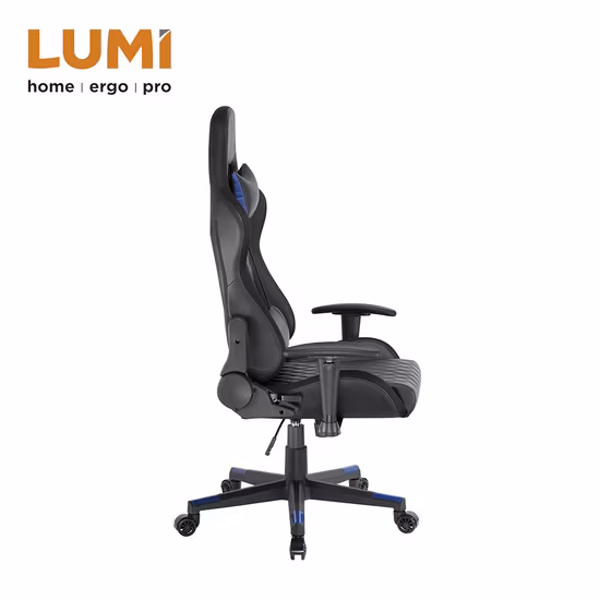 E-Sports RGB Lights PU-Gaming-Stuhl mit Kopfstütze und Lordosenstütze